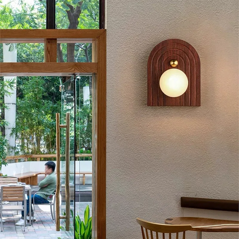 

Walnut pattern retro natural marble hotel homestay designer art living room bedroom marble wall lamp