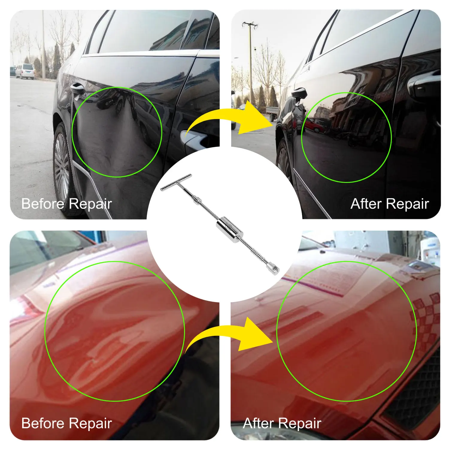 Dent Puller - Dent Remover with T bar Dent Puller and Upgraded Dent Puller Tabs for Car Dent Repair and Metal Surface Dent Remov