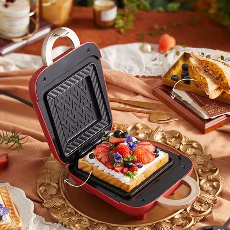 Multifunctional Sandwich Toaster with Timer, Miniature Waffle Iron for Home Use, Non-Stick Breakfast Cooking Machine