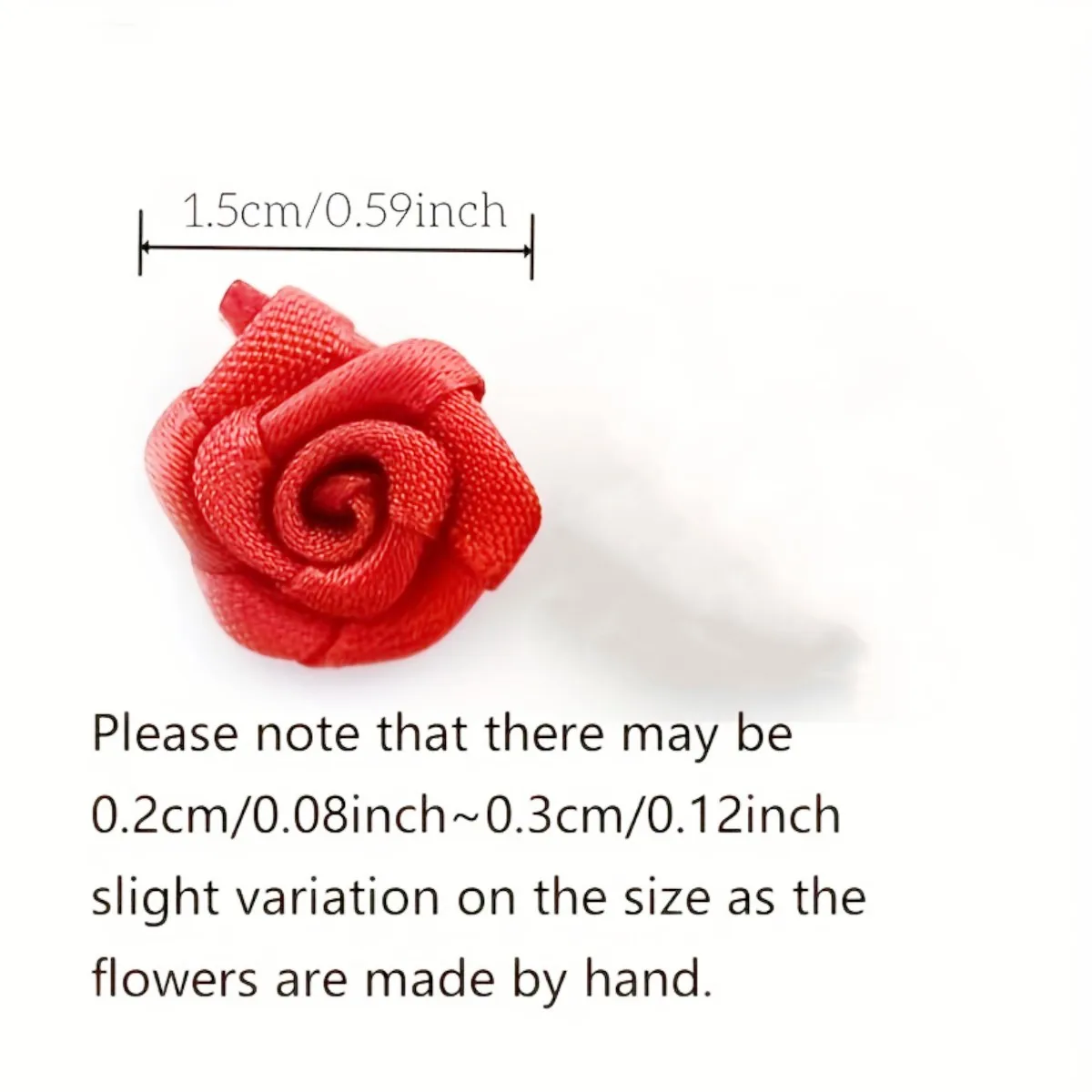 50pcs Mini 15mm Satin Ribbon Rose Flowers DIY Embellishments Artificial Fabric Flower For Wedding Gift Packing Sewing Accessory