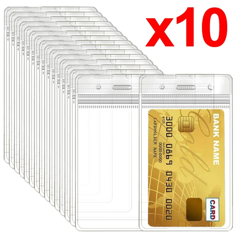 1/5/10Pcs Transparent Card Cover Credit Driver License Card Storage Cover Sleeve Pocket Resealable Vertical ID Card Badge Holder