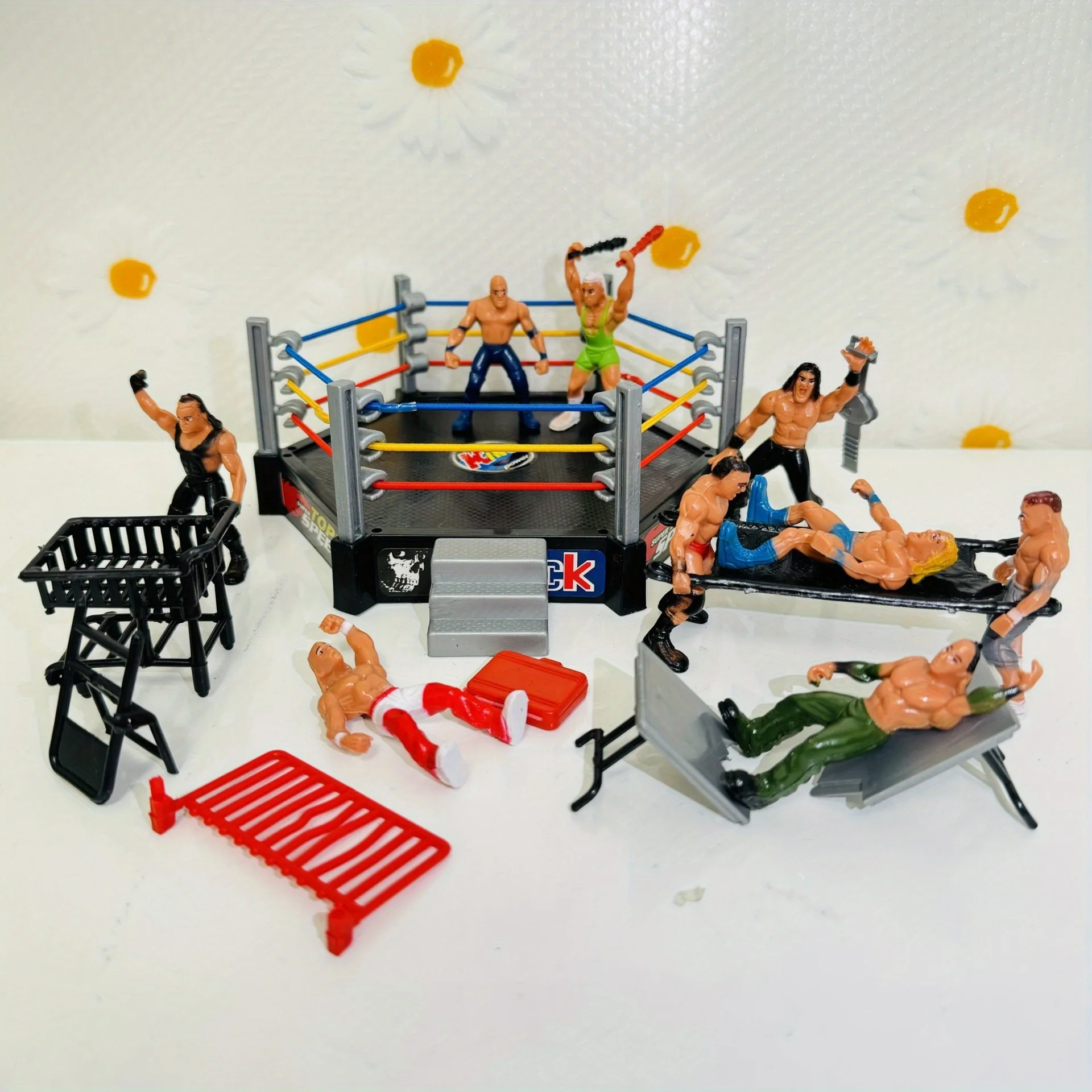 Nieuwe Worstelaar Atleet Worstelen Figuur Gladiator Model Set Met Vechtstation Arena Kooi Gemonteerd Battle Game Toy Boy Gift