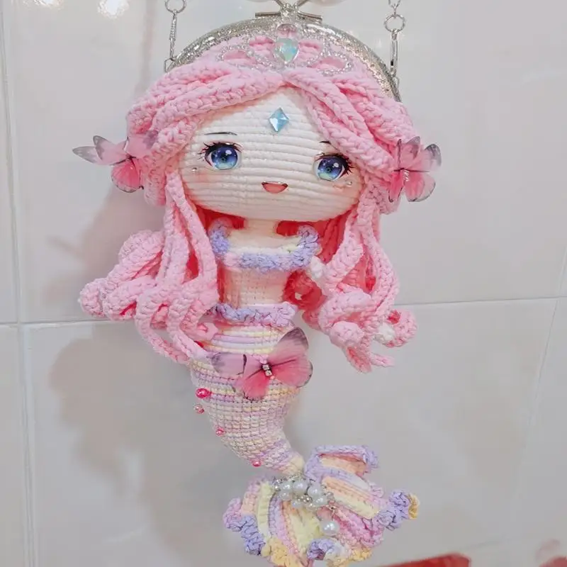 

Пряжа ручной работы Вязание крючком Мечта Бабочка Русалка Портмоне Сумка через плечо Игрушка Чистый готовый продукт ручной работы