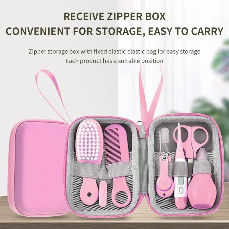 Nail Clippers Comb Massage Soft Bristle Brush Set Kit 8 PCS Child Care Cleaning Set Baby Brush and Comb Set