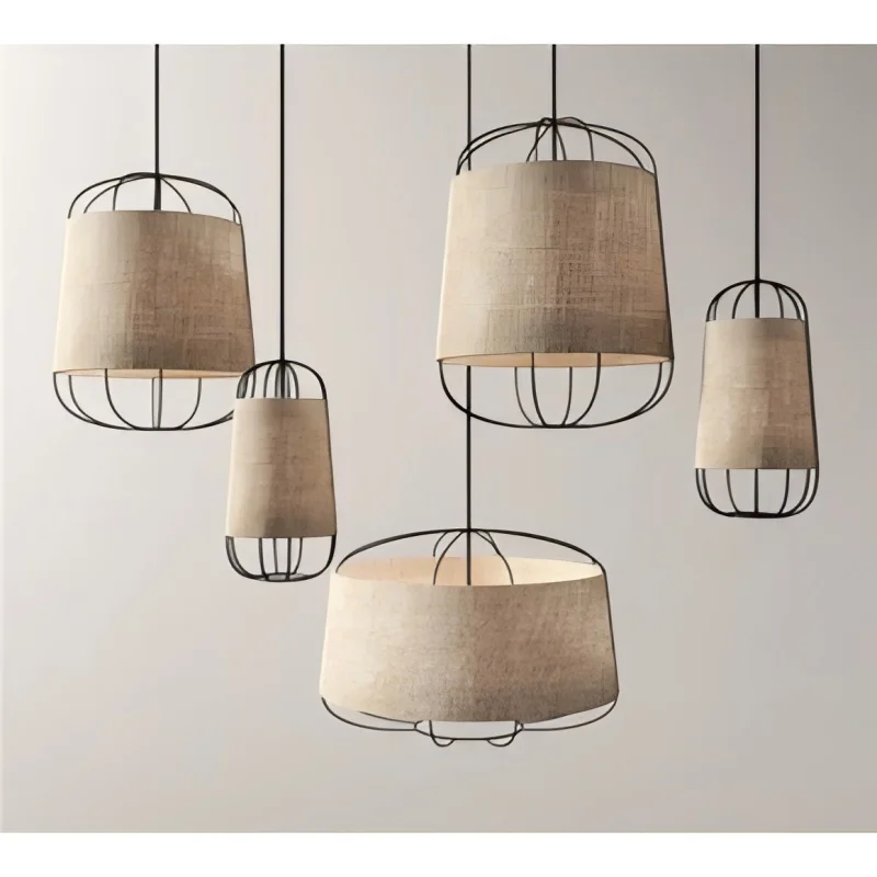 Modern Minimalist Fabric Pendant Lamp, Creative Traditional Lampshade for Home, Hotel