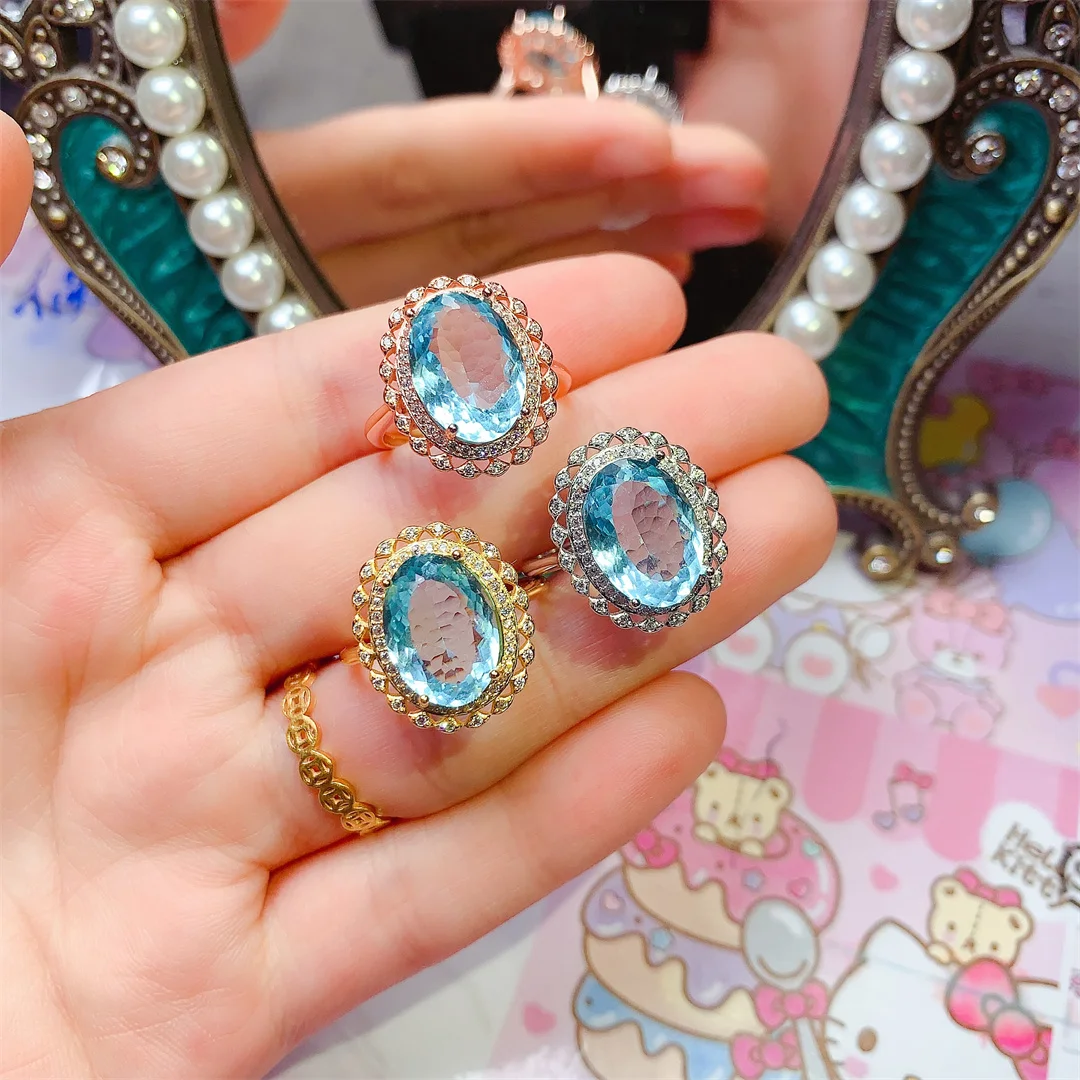 

Sparkling White Topaz 925 Silver Ring Glamorous Women Jewelry Luxury Statement Designed Handicrafts