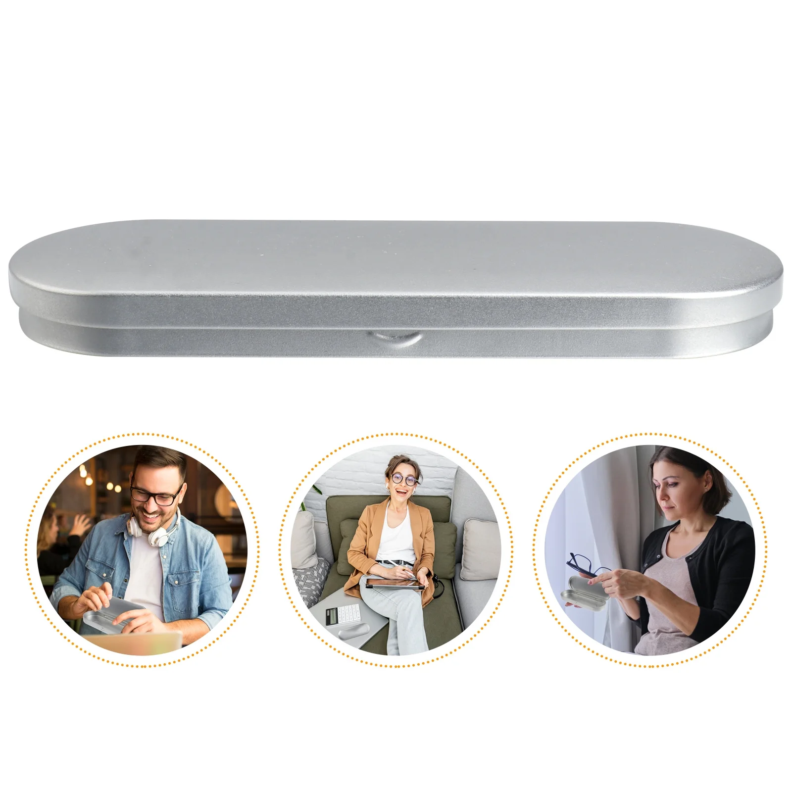 

Silver Iron Metal Box for Glasses Storage Multipurpose Container Tinplate Case Practical Durable Lightweight Sturdy Home