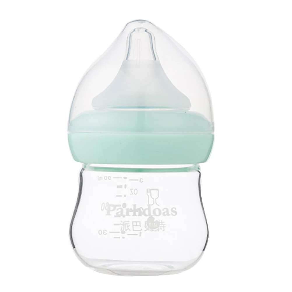 

Wide Diameter 90ml Glass Baby Bottle Green Anti-colic Drip-free Pacifier Portable Newborn Feeding Infant Breastfed Bottle Small
