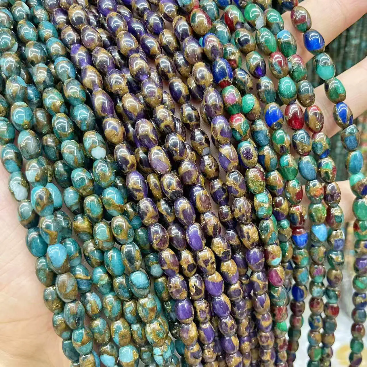 6x9mm Cloisonne Crystal Bucket Bead Column Blue Gold Stone Loose Beads Handmade DIY Bracelet Necklace Jewelry Accessories