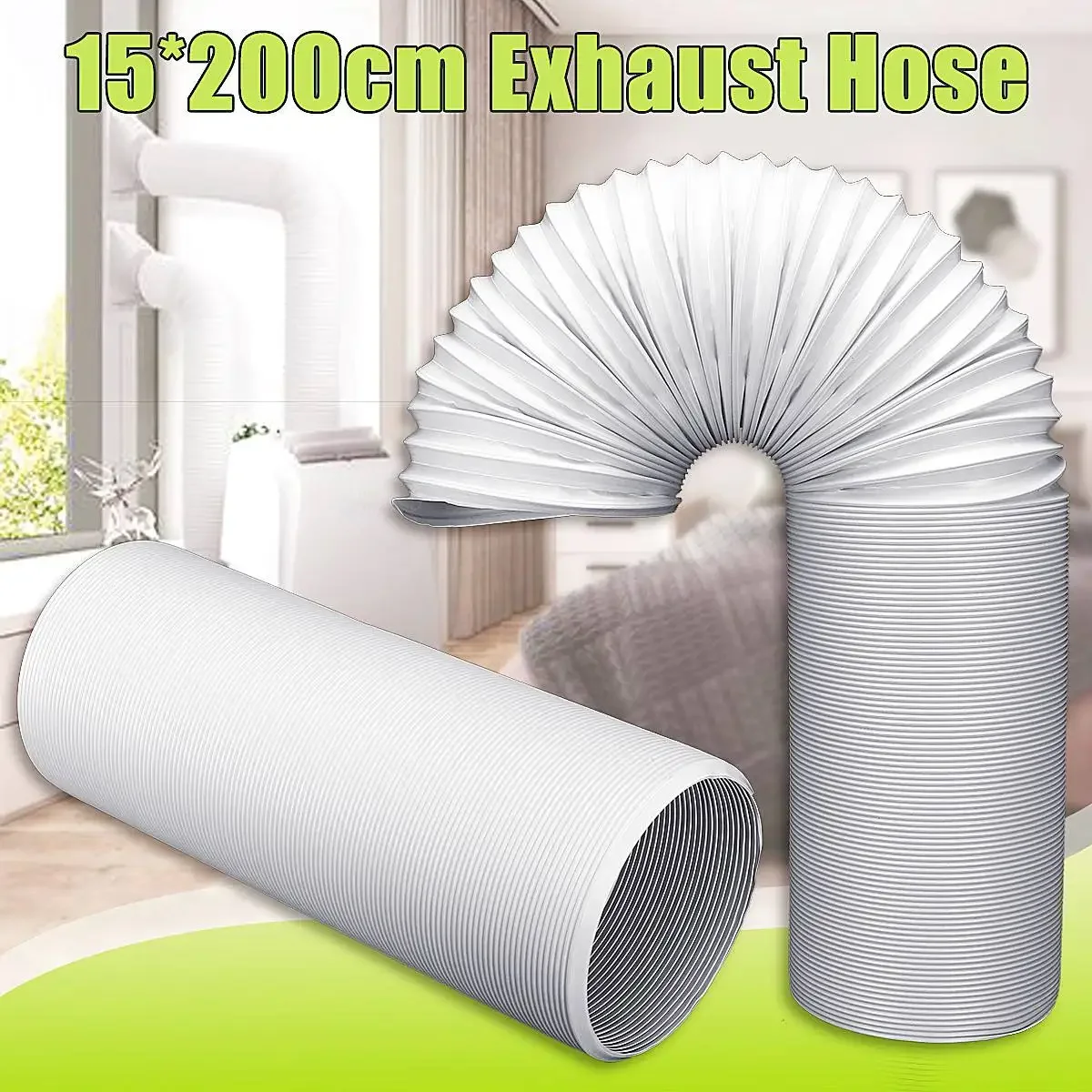 ท่อระบายไอเสียแบบพกพาขนาดเส้นผ่าศูนย์กลาง15ซม., ท่อระบายไอเสียแบบยืดหยุ่นอเนกประสงค์ท่อระบายหน้าต่างเครื่องปรับอากาศมือถือยาว2เมตร15ซม.