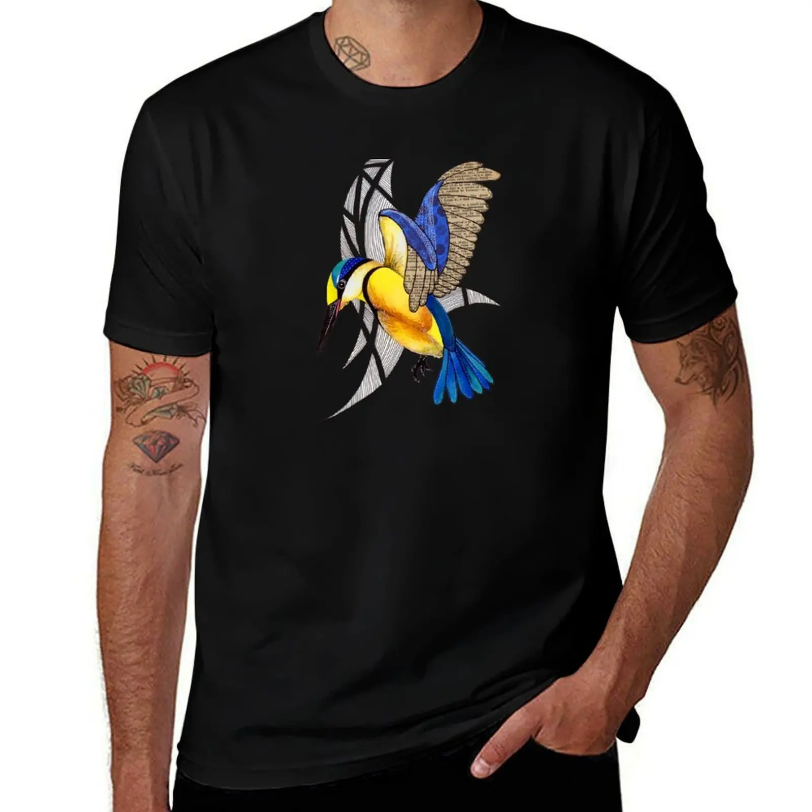 Sacred Kingfisher in flight T-Shirt Vintage Style Printed Top T-Shirt