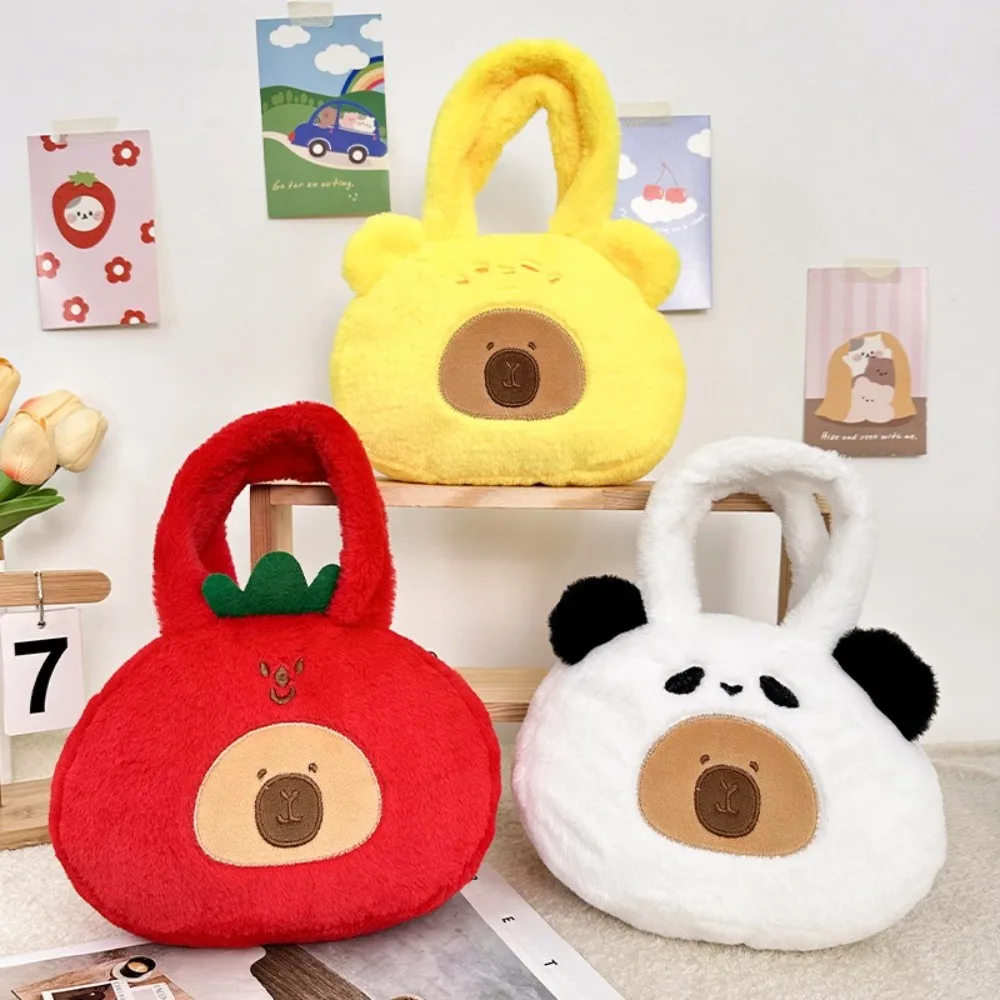 Kawaii Cartoon Capybara Plush Casual Bag Soft Lightweight Shoulder Bag Small Handbag Mobile Phone Bag Birthday Gift