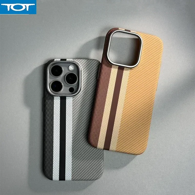

Hit color Carbon fiber texture Magsafe case for iphone 15 16pro 14 16 13 pro 15Pro Max Metal Lens Wireless Charging hard cover