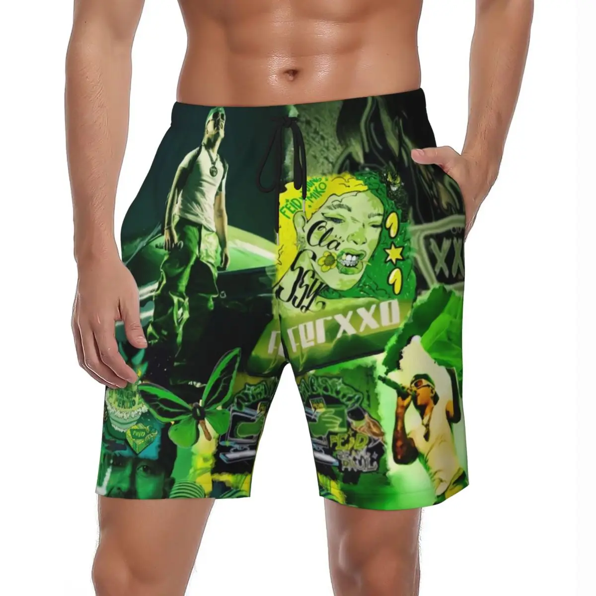 

F-Feid Ferxxos Board Shorts Summer Singer Green Casual Board Short Pants Men Sports Quick Dry Design Beach Trunks