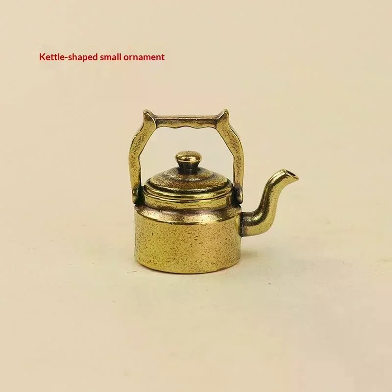 1Pcs Desk Ornament Antique Copper Mini Fingertip Kettle Teapot Pocket Incense Burner Retro Brass Tea Pet Home Decor Accessories