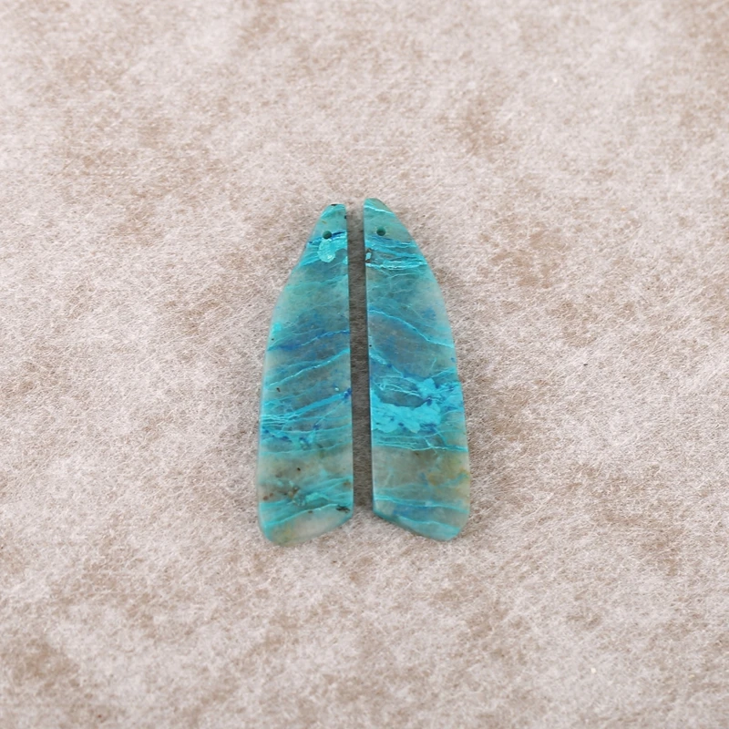 

3Pairs Handmade Natural Chrysocolla Stone Front Drilling Earring Beads DIY Jewelry Making Accessory for Women Ideal Gift