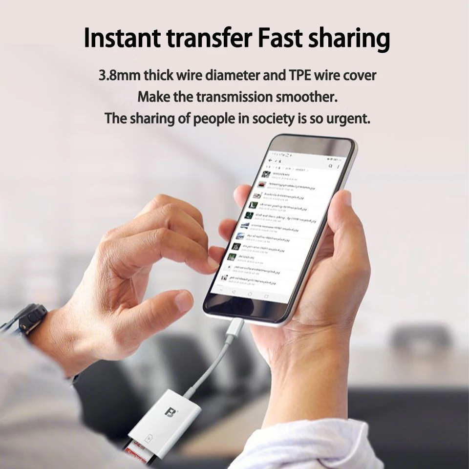 FB-OTG12s Lettore di schede Scheda SD Interfaccia di tipo C Trasferimento dati Lettura fotografica senza APP per dispositivo Android Fotocamera iPad Pro