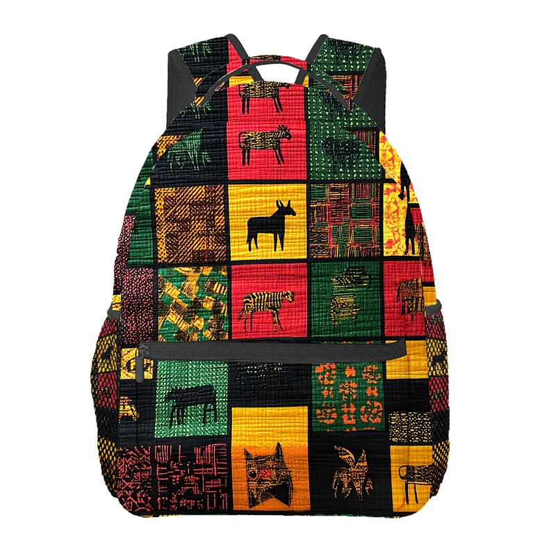 African Tribal Pattern Backpack Lightweight Adjustable Straps Zipper Closure Polyester Lining Perfect for Travel Hiking Beach