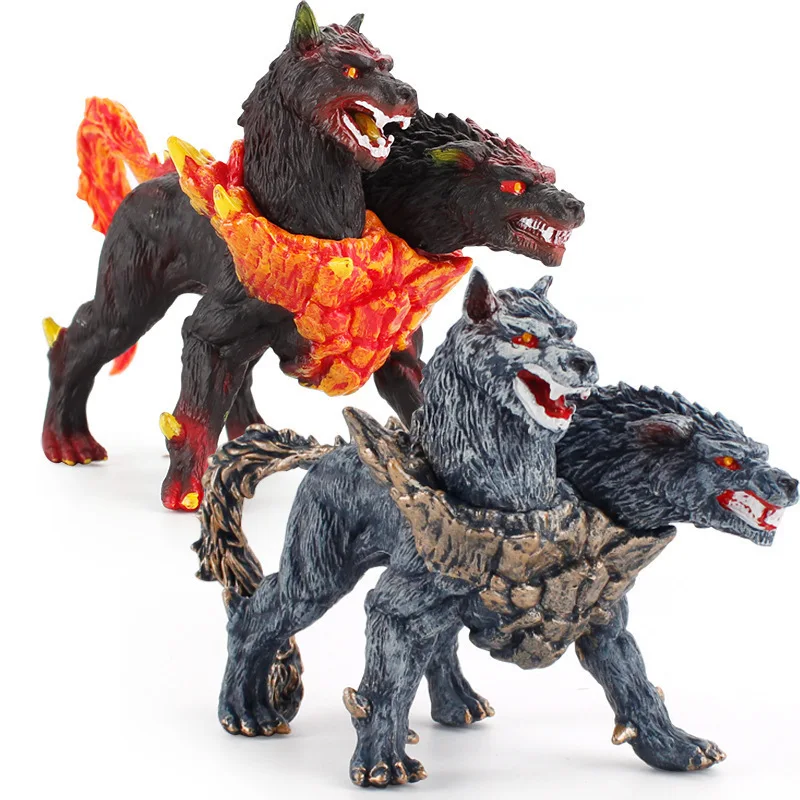 centro de mesa decoración ancient mythological animal model, large double-headed dog, Monster Magic series animal ornament model