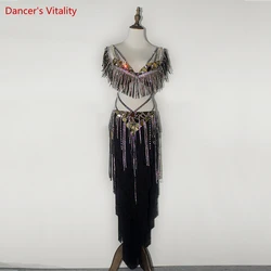 Belly Dance Performance Costume Set for Women Cusomized Adult Child Bellydancing Tassel Skirt Kid Female Solo Competition Outfit