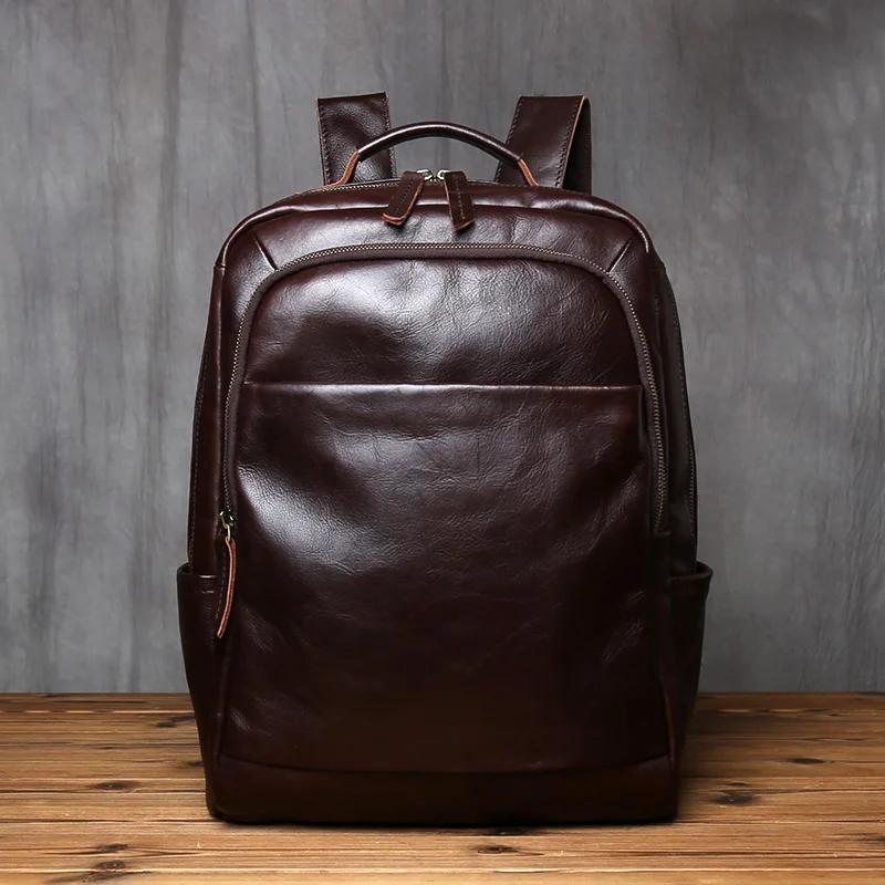 NZPJ Retro Echtes Leder männer Rucksack Mode Rucksack Top Schicht Rindsleder Computer Rucksack Große Kapazität Reisetasche – Detail 7