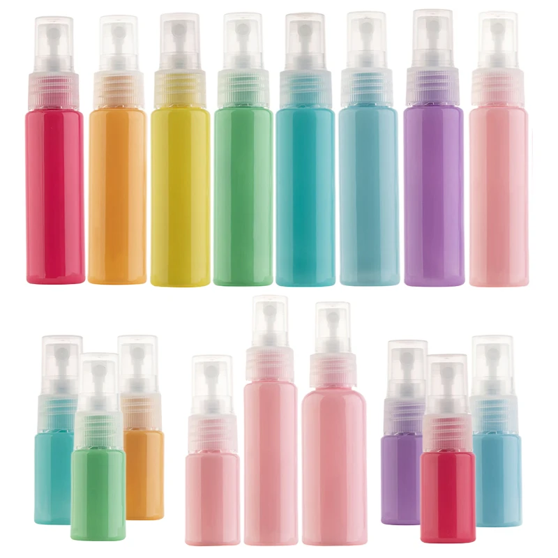 100PCS 10-50ml Refillable Colored Plastic Spray Bottle Travel Fine Sprayer Perfume Container For DIY Plants Aromatherapy Beauty