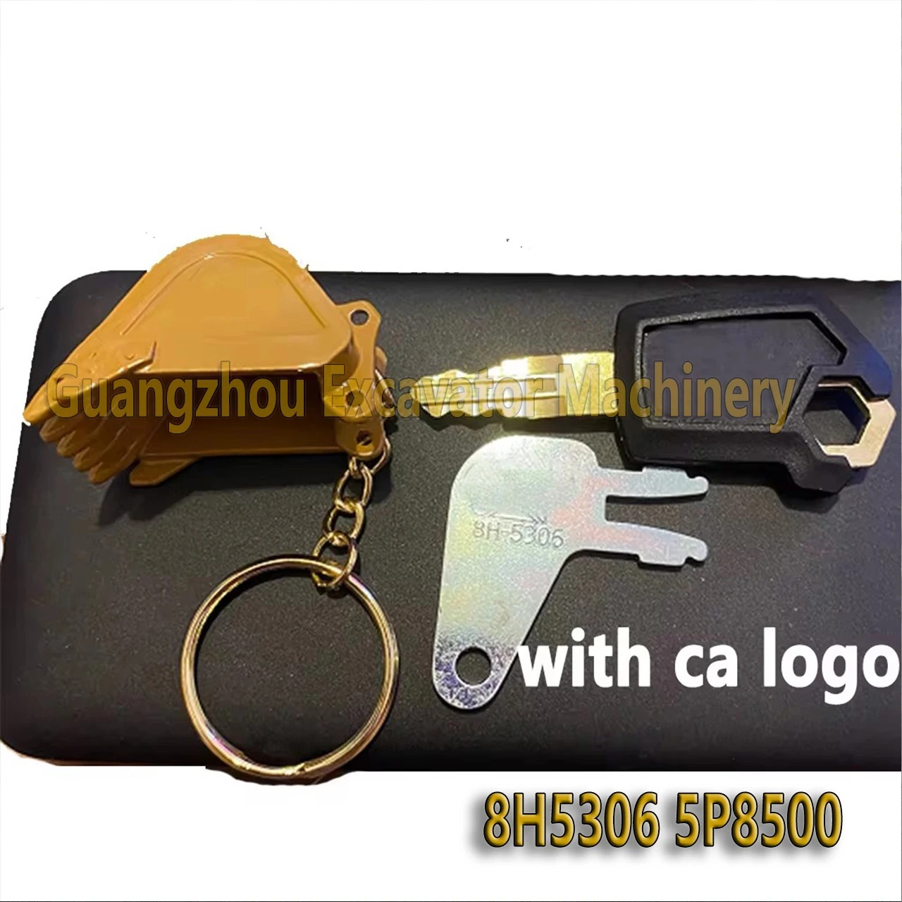 8H5306 5P8500 Excavator Heavy Equipment Keychain F0002 Ignition Key with Bucket Key Chain