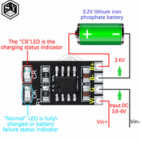 Dedicated 3.2V LiFePO4 Battery Charger Module 3.6V 1A CV/ CC wtih Overvoltage Protection Automatic Recharge Low-Power Sleep Mod