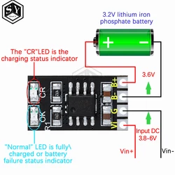 Dedykowany moduł ładowarki do akumulatorów 3.2V LiFePO4 3.6V 1A CV/ CC wtih zabezpieczenie przeciwprzepięciowe automatyczne ładowanie niskiego napięcia tryb uśpienia