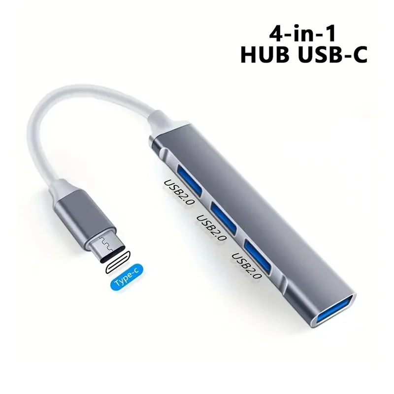 Adaptador USB HUB Tipo C Multi Splitter de 4 Puertos OTG para Xiaomi Lenovo Macbook 13 15 Air Pro PC Accesorios de Computadora