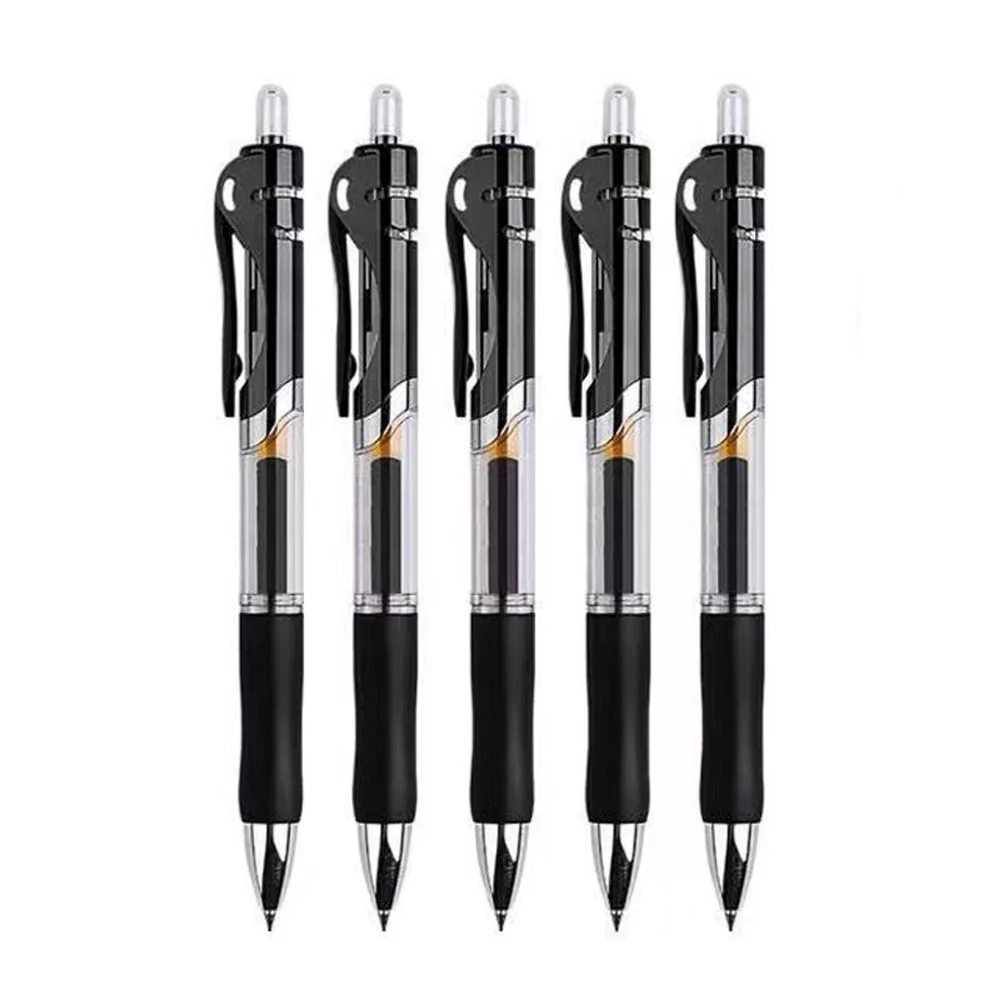 5Pcs/Set 0.5mm Finance Retractable Gel Pen Black/Blue/Red Ink Refills Rods Gelpen For School Office Exam Ball Pen Stationery