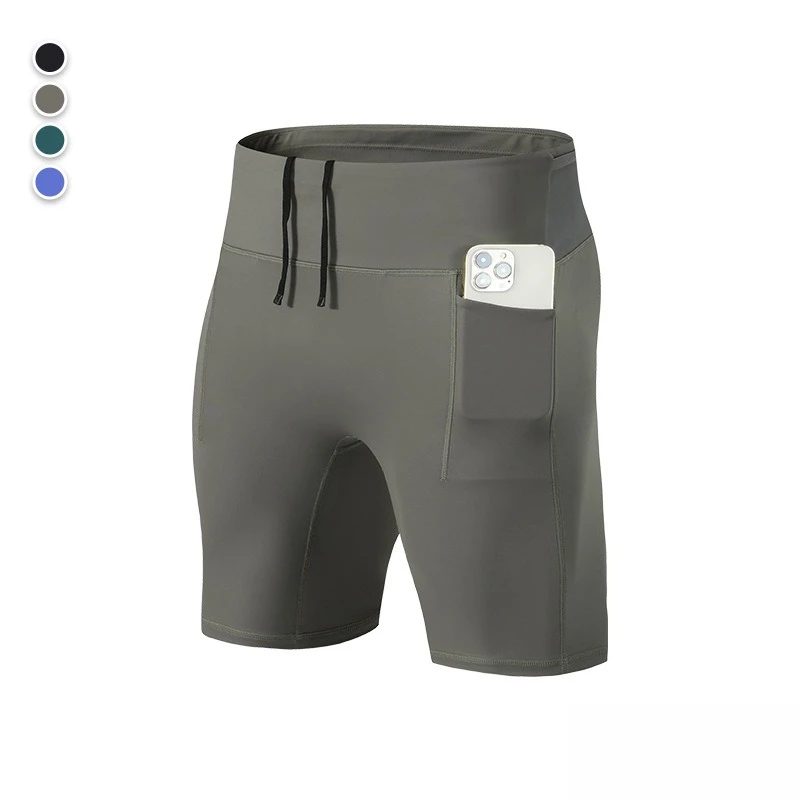 Herren-Kompressions-Laufshorts mit Aufbewahrungstaschen am Rücken, Hochgeschnittene Atmungsaktive Sportshorts für Workouts – Detail 11