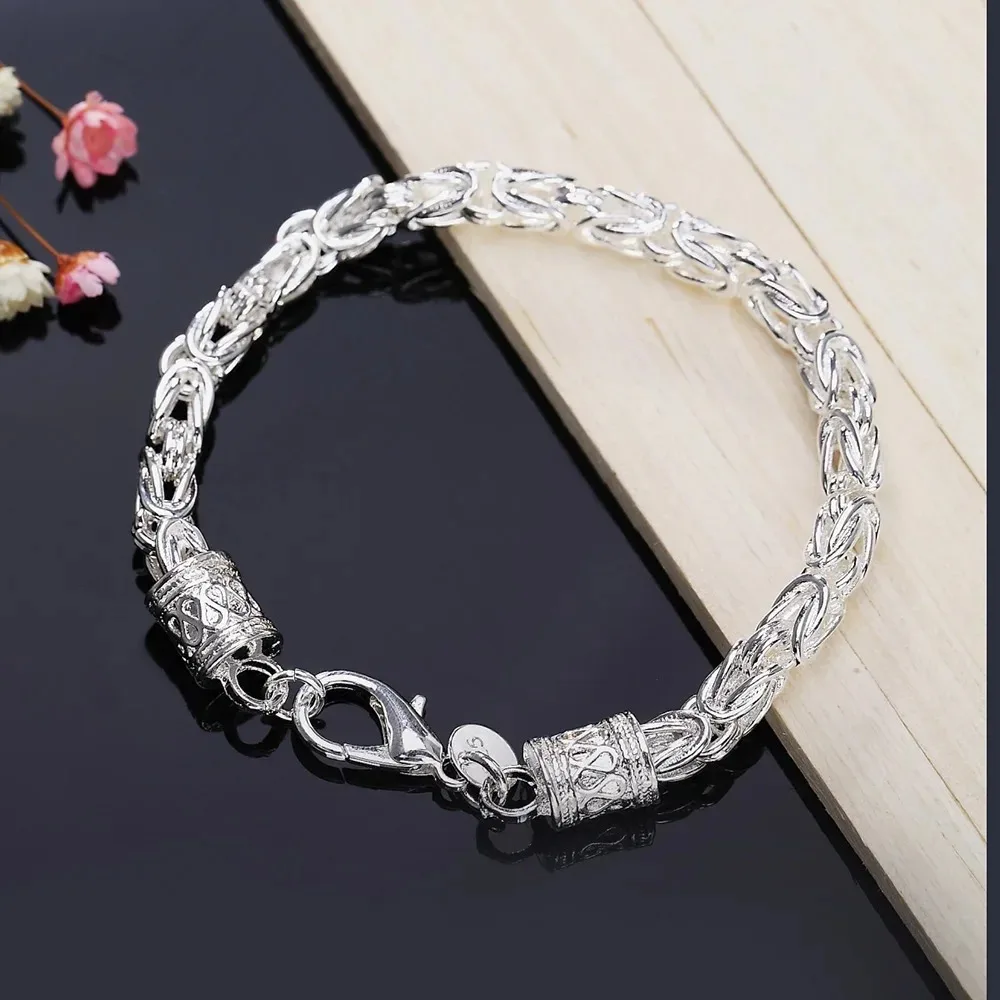 925 Chain Exquisite Twisted Bracelet Fashion Charm Chain Women Men Solid Wedding Cute Simple Models Jewelry
