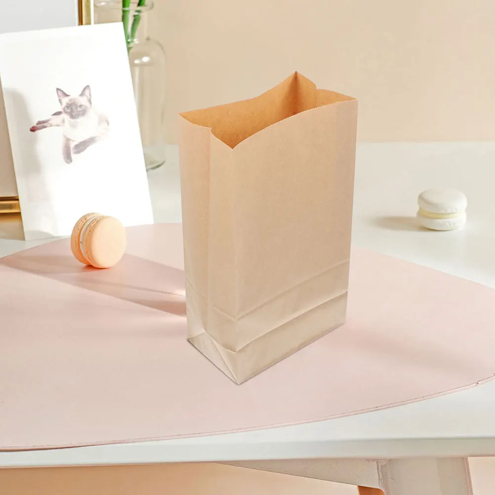 

20Pcs Kraft Paper Greaseproof Storage Bags Flat Bottom Food Bags for Bread Cookies Candy Snacks Fruits Vegetables