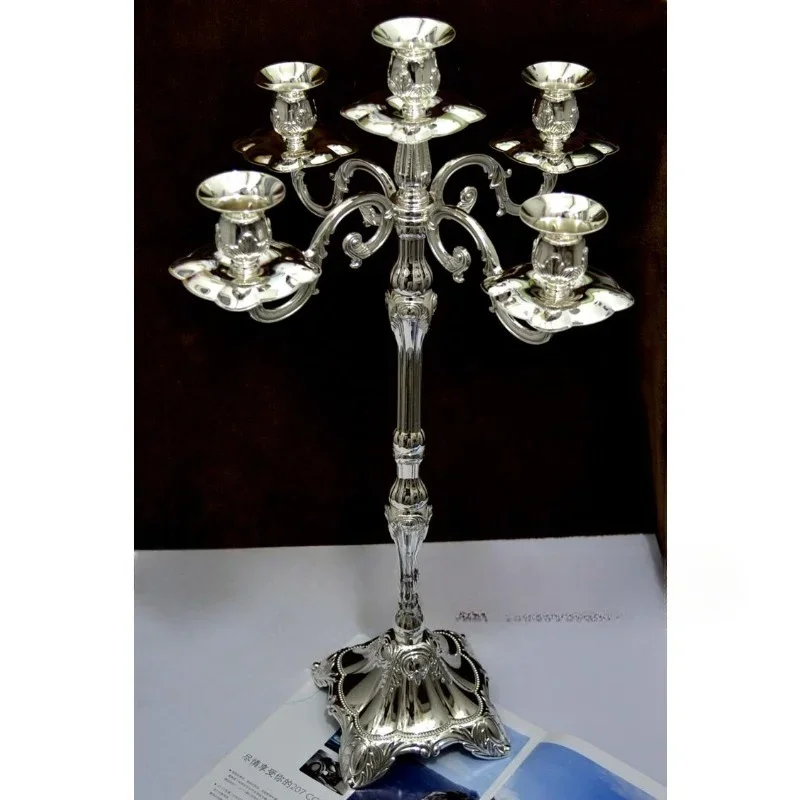 Premium silver-plated heightened five-headed candlestick, European classical candlestick floor-to-ceiling candlestick, candlelig