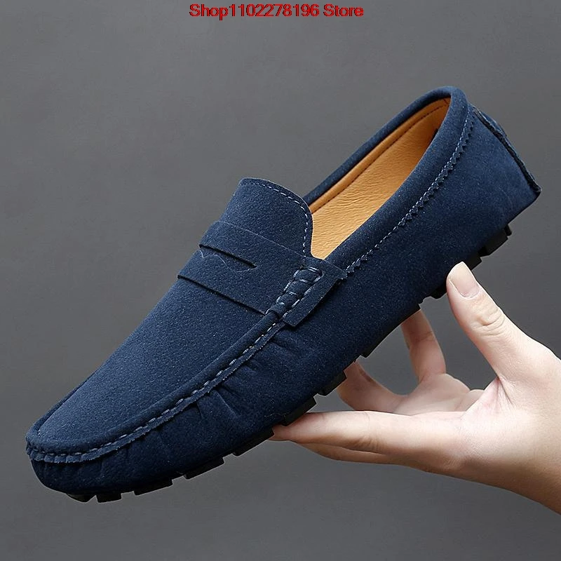 Suede Leather Mens Loafers New Fashion Walking Shoes New Comfy Man Drive Flats Classic Original Style Men Casual Shoes Moccasins