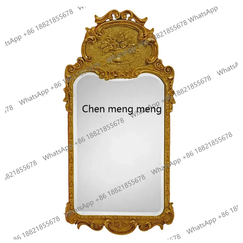 Vintage palace style luxury vanity mirror French carved fireplace decorative mirror washstand bathroom mirror