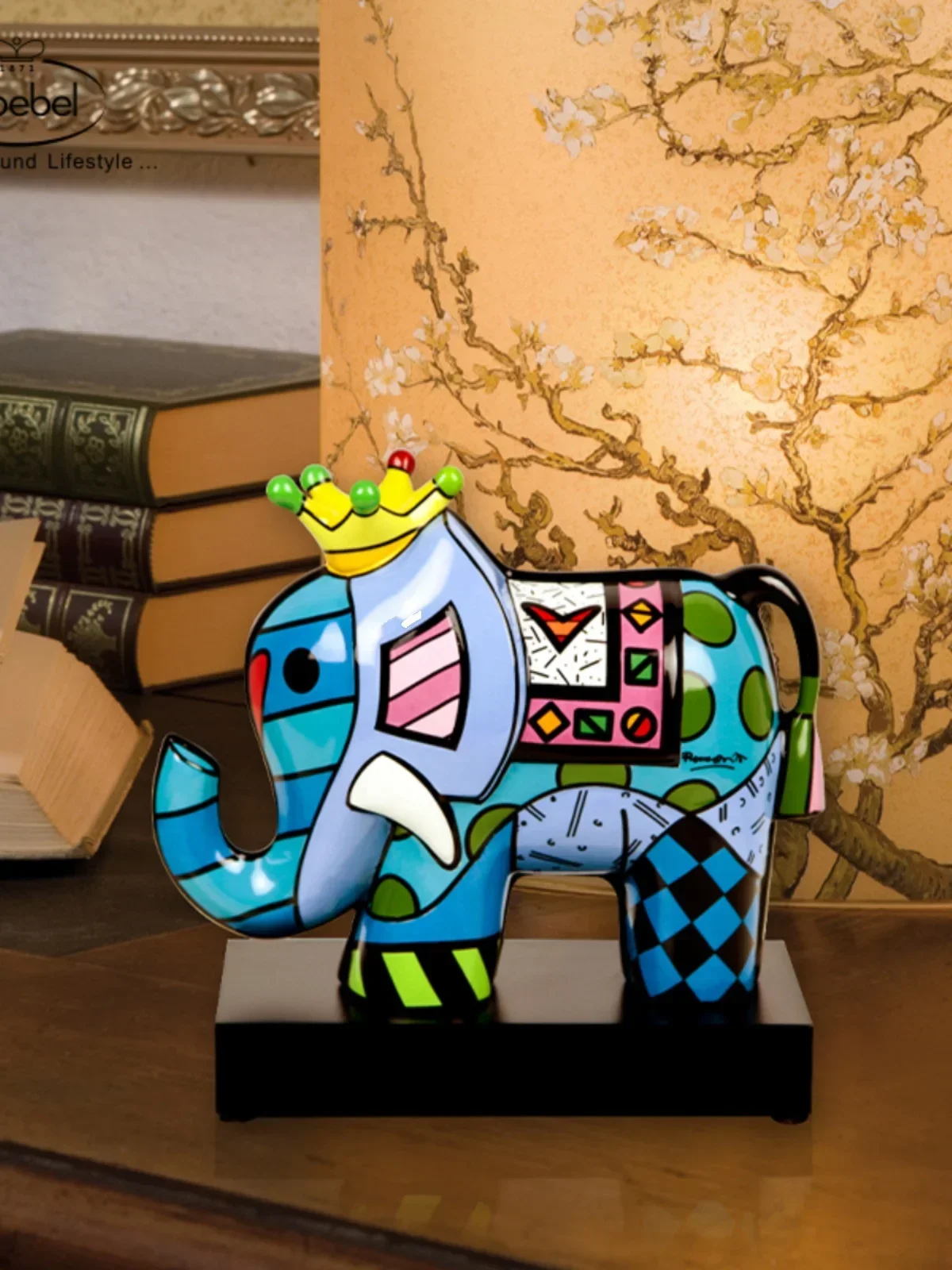 Imported office desktop art ornaments, premium ceramic elephants, light luxury home decorations