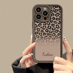 Fashion Gradual Leopard Phone Case For iPhone 11 12 13 14 15 Pro Max X XR XS Max 7 8 Plus Shockproof Bumber Soft TPU Back Cover