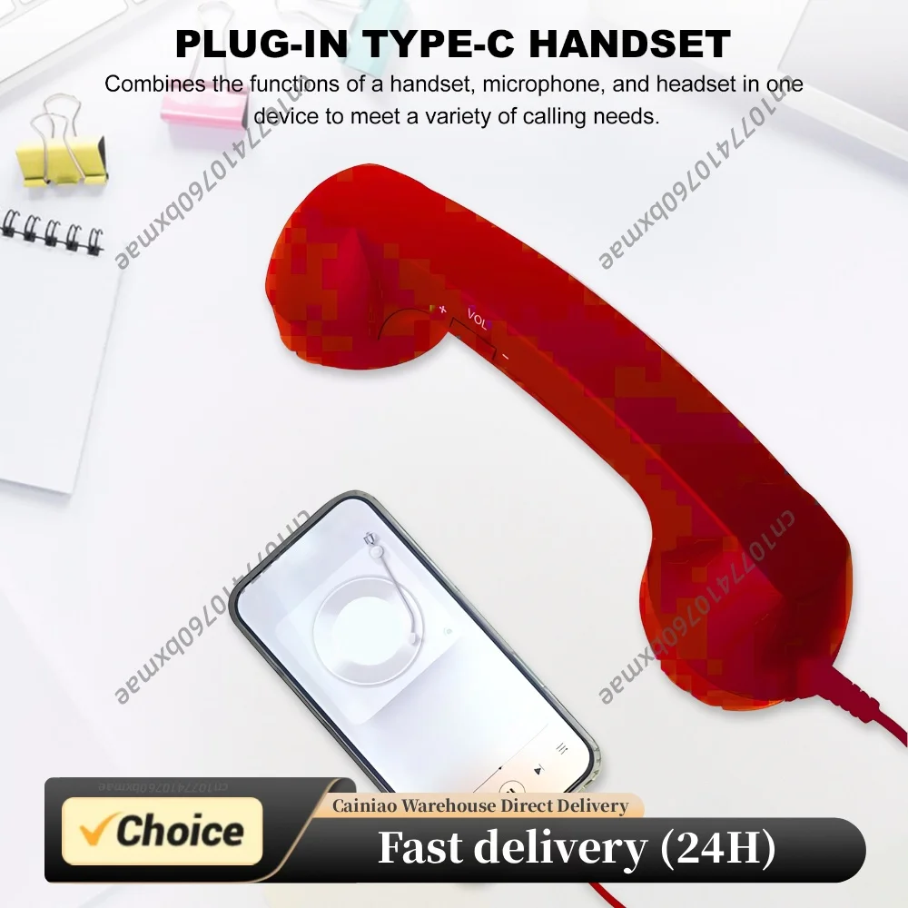 Telephone Wired Handsets with Volume Control & Mic Wired Landline Handle Receiver for Cell Mobile Video Conferences Calls