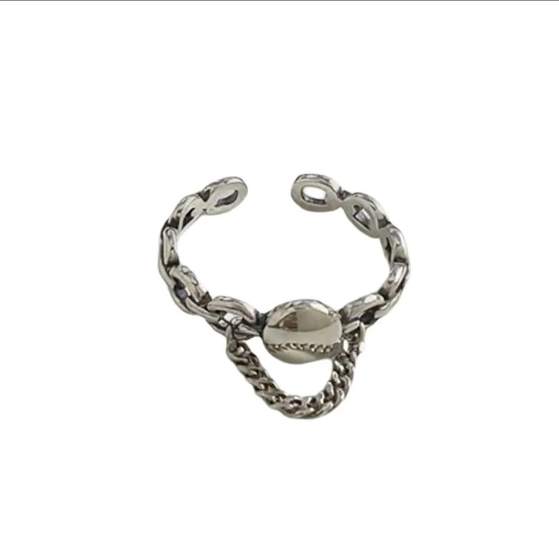 Mewanry Chain Tassel Geometric Ring For Women Couples Creative Design Fashion HipHop Vintage Punk Rock Street Party Jewelry Gift