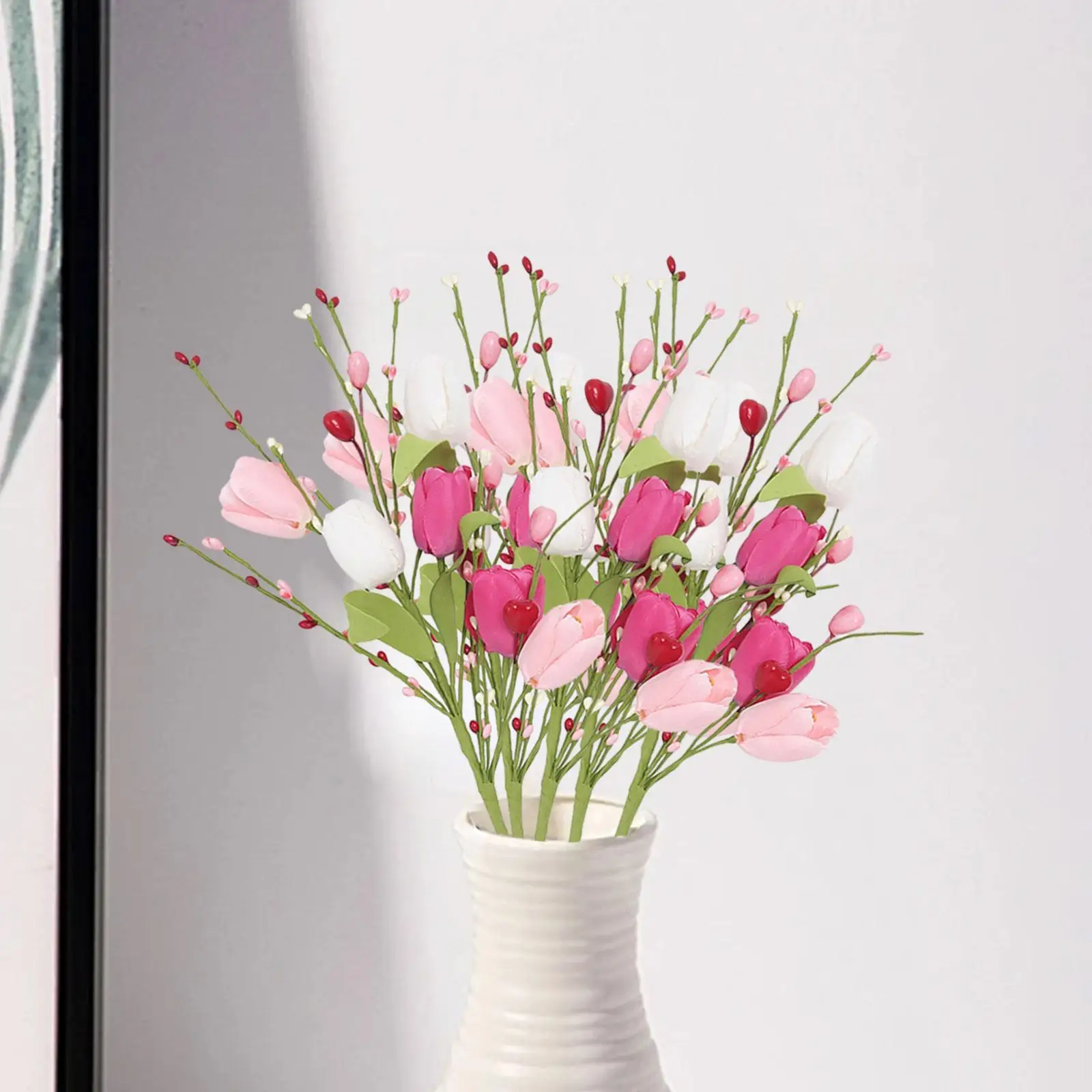 5Pcs Artificial Tulip Flower Branches Gift for Farmhouse Festival Mother Day