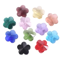 Perles en verre cristal à facettes en forme de fleur, artisanat de bricolage, bijoux exécutifs, 14mm, 10 pièces