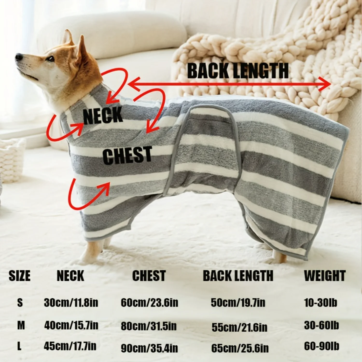 

Large Dog Bathrobe - Super Absorbent & Quick-Dry Pet Towel for All Breeds