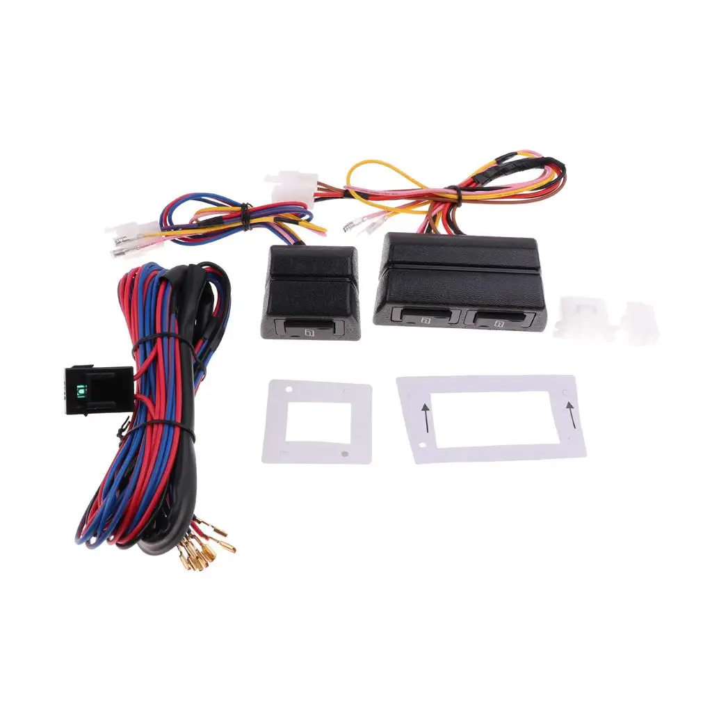 2 Doors Car Window Switch Button Easy Install Black Plastic for Universal Power Window System