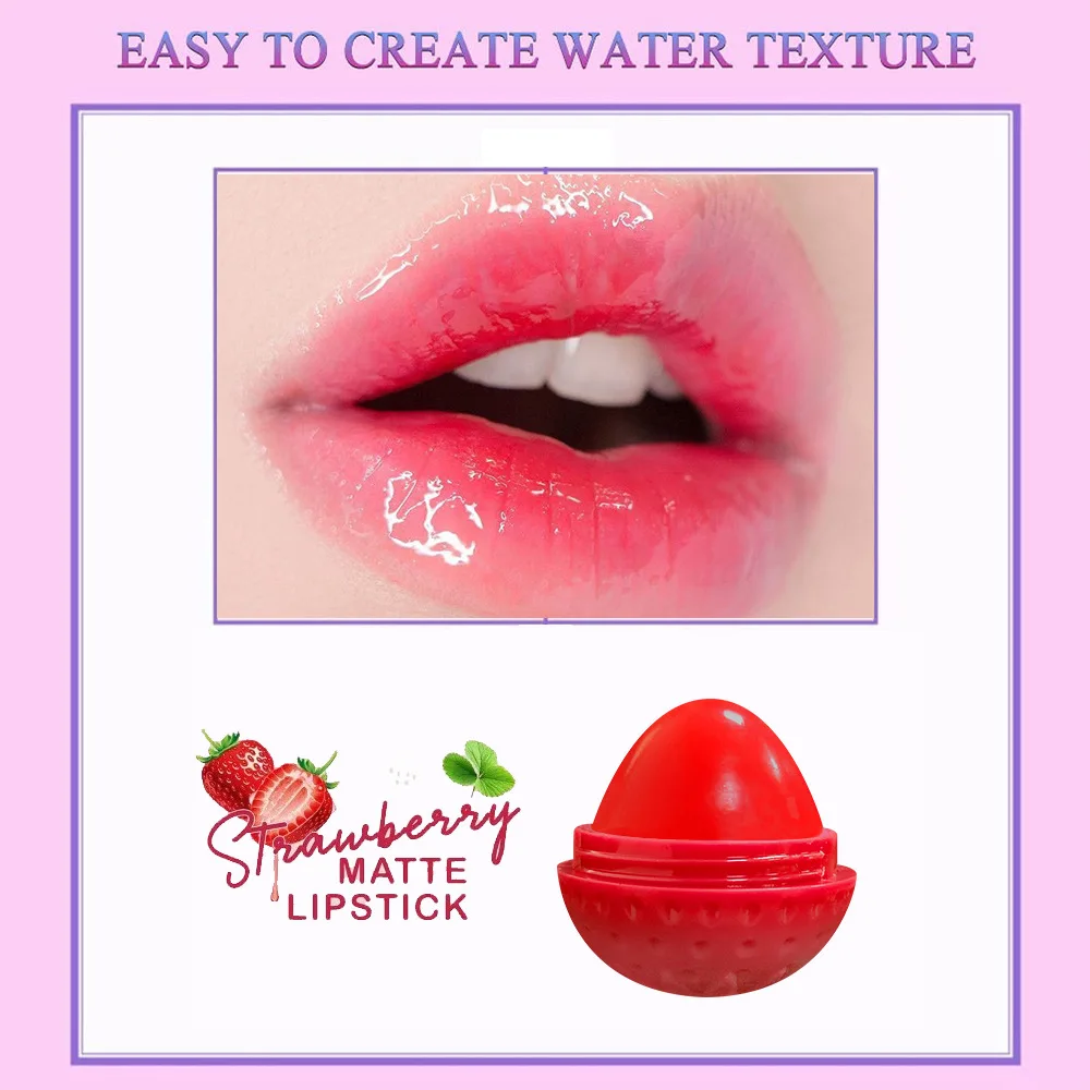 

Strawberry Shape Moisturizing Lipstick Long Lasting Fade Lip Line Lip Balm Waterproof Dead Skin Lip Mask Women Cosmetic