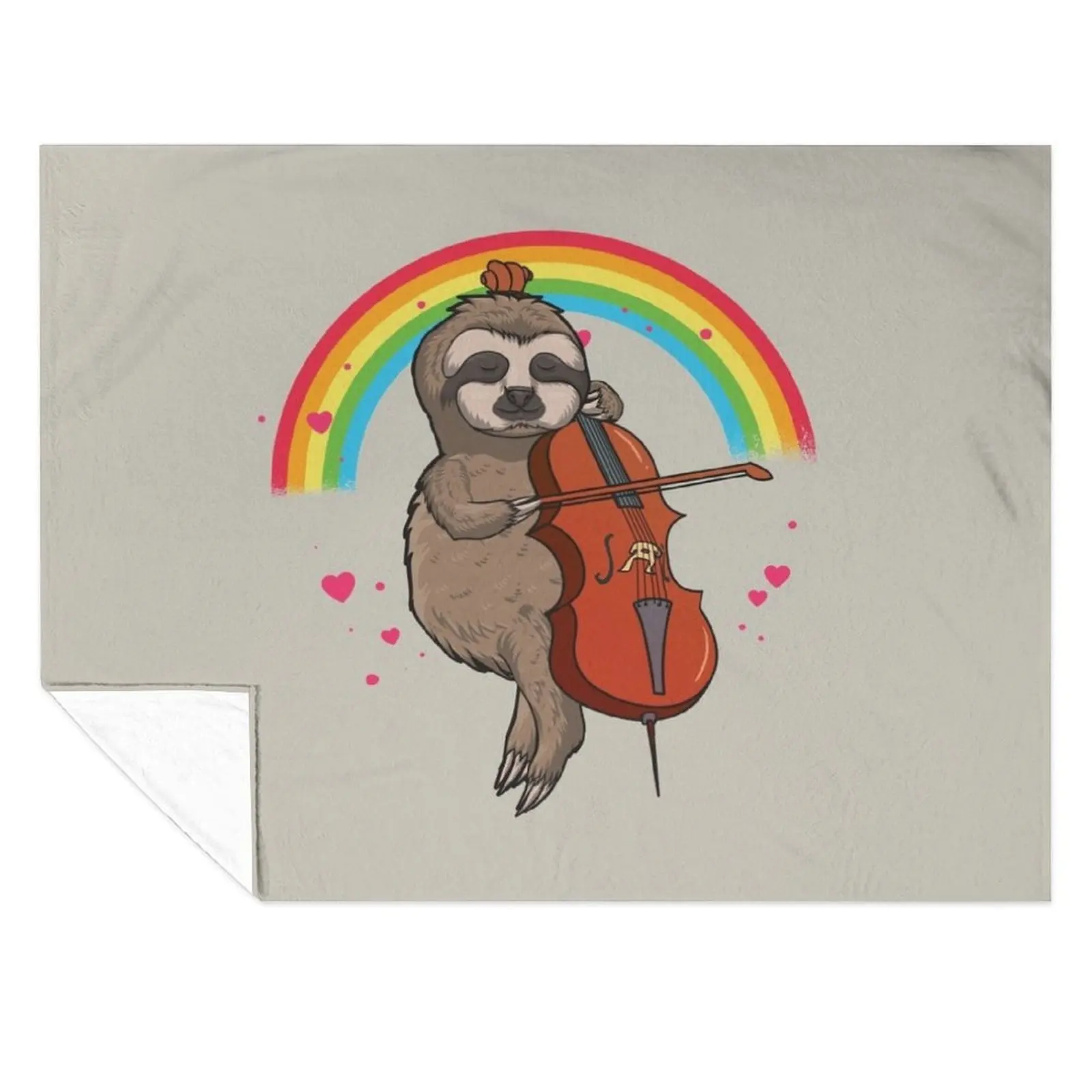 

Funny Sloth Cello Player Gift Throw Blanket Hairy For Sofa Thin Travel Blankets
