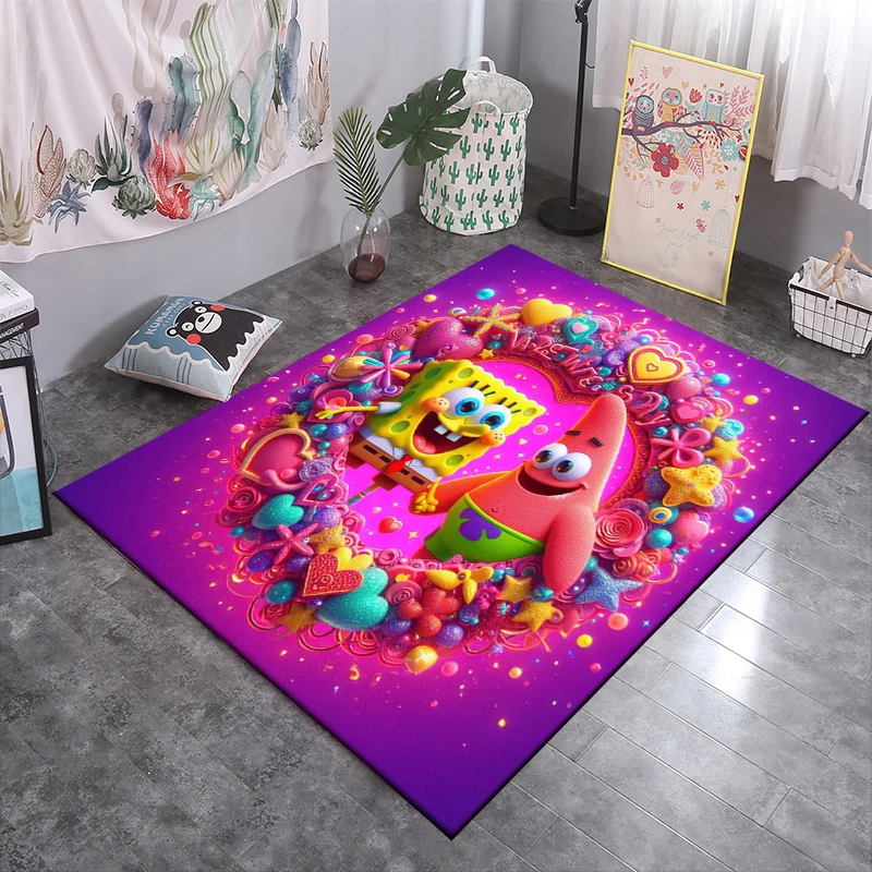 SpongeBob Pattern Large Size Area Rugs 3D Carpet for Home for Living Room Bedroom Sofa Decor Floor Kids Play Anti-Slip Mats Gift