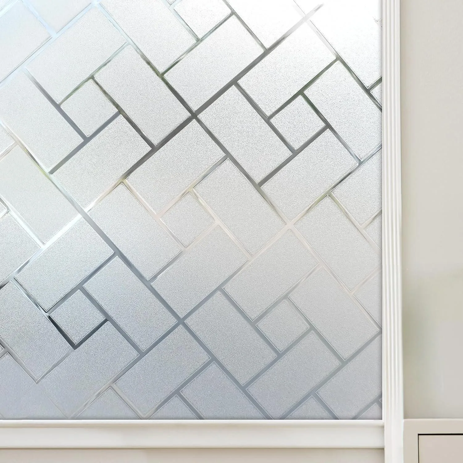 Sichtschutzfolie für Fenster, statische Haftung aus Milchglas mit nicht klebender Fensterabdeckung in Fliesenform, Vinyl-Aufkleber für das Heimbüro