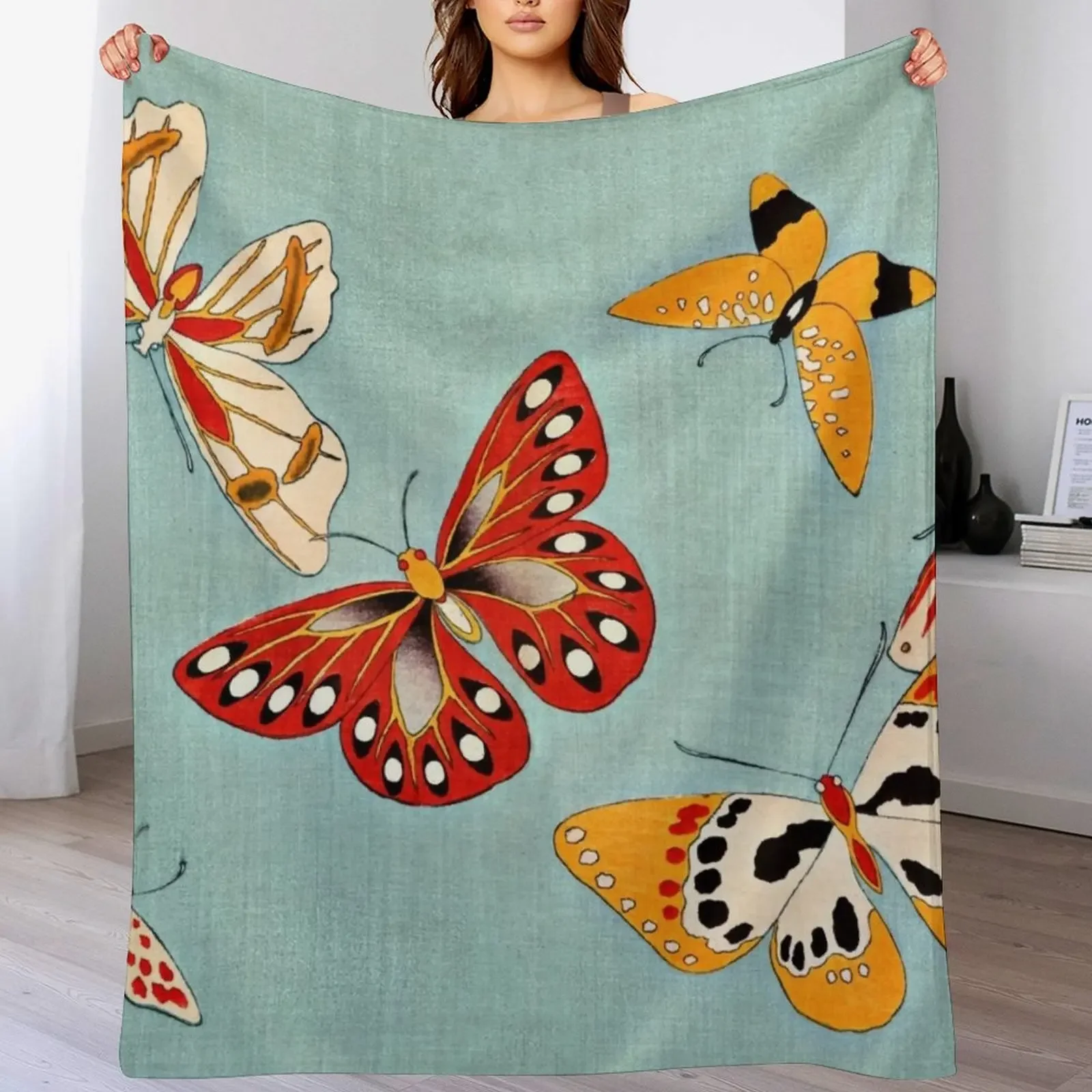 Farfalle giapponesi Coperte in tessuto di flanella per coperte per bambini